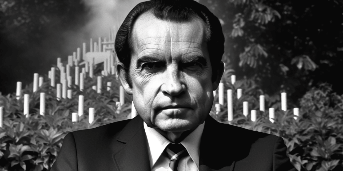 a portrait of Richard Nixon and the war on drugs