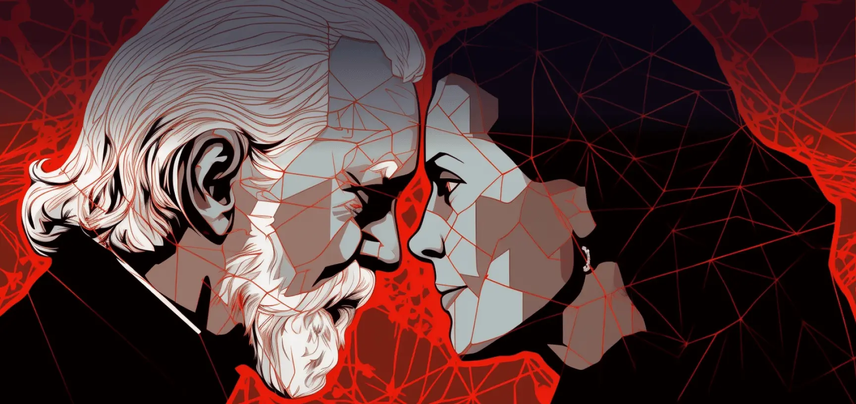 Alexander Shulgin and Anne shulgin looking at each other Illustration