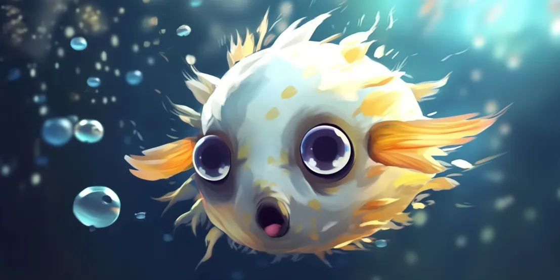 Scared puffer fish