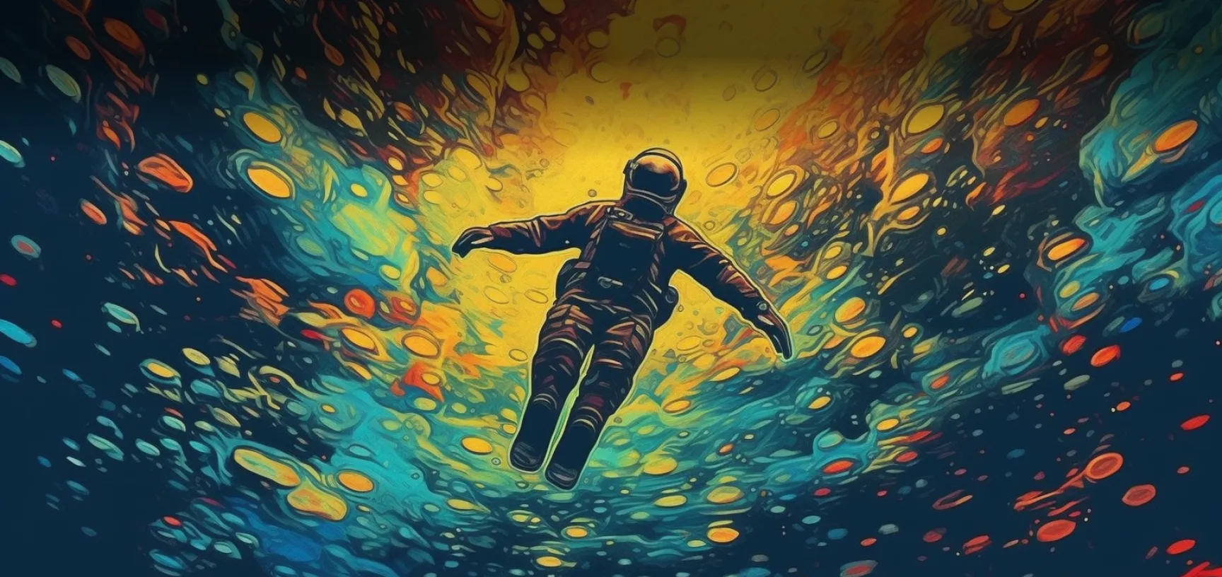 Person floating in water in space psychedelics - DMT