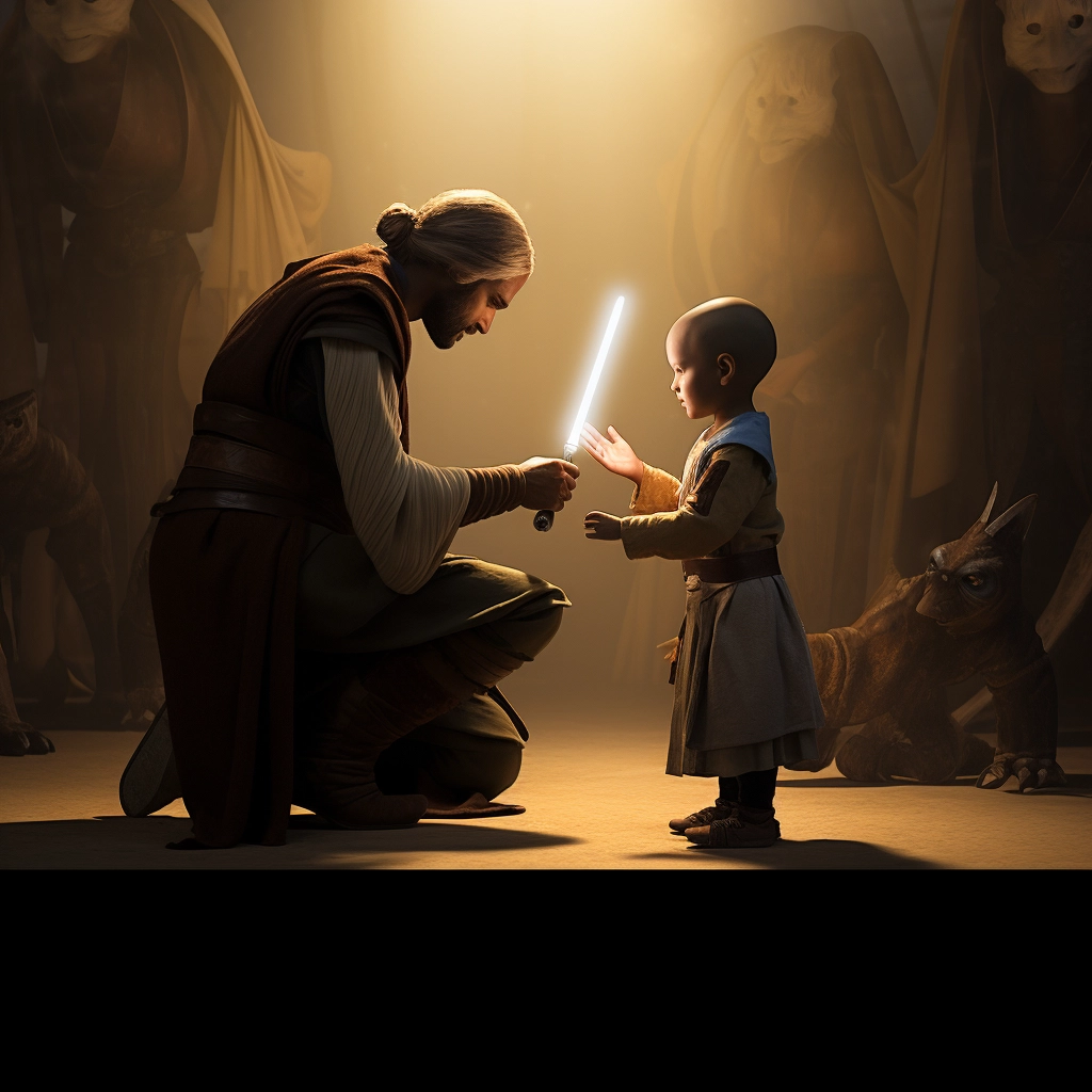 Jedi giving away the lightsaber