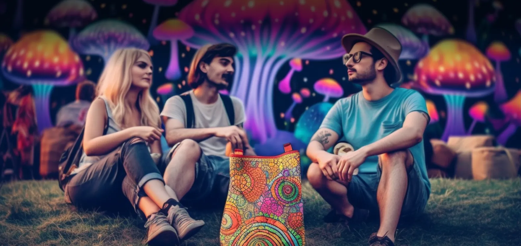 Psychedelics Friends Huddled Together