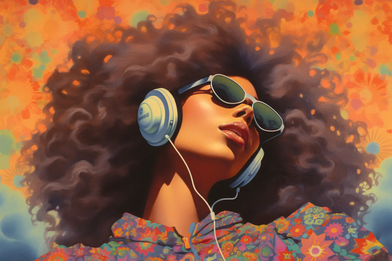 young woman listening to her playlist